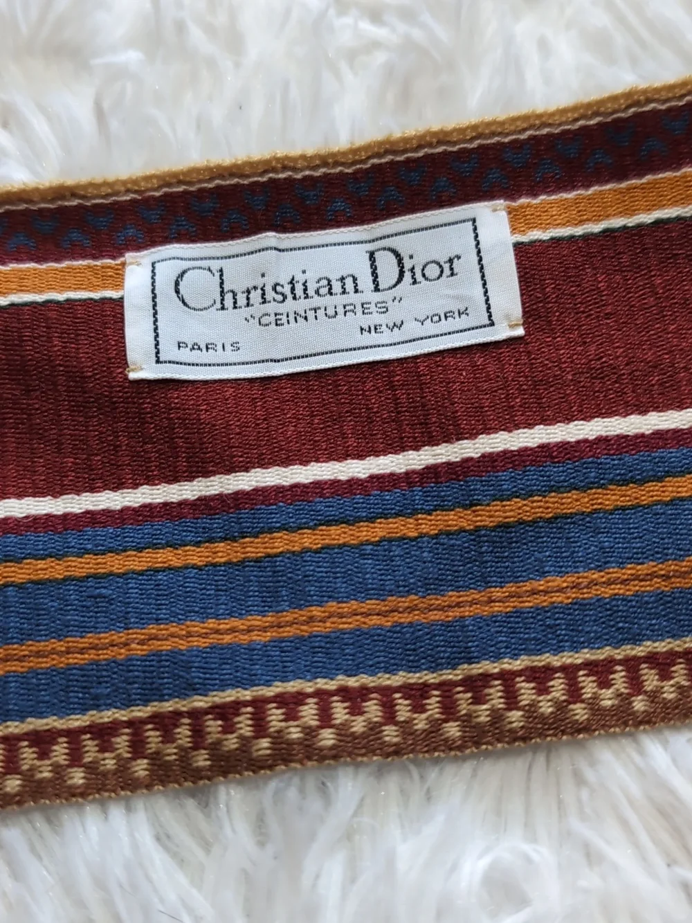 80s Vintage Christian Dior Hand Loomed French Ceintures Striped Sash Tassel Belt - Picture 9 of 11